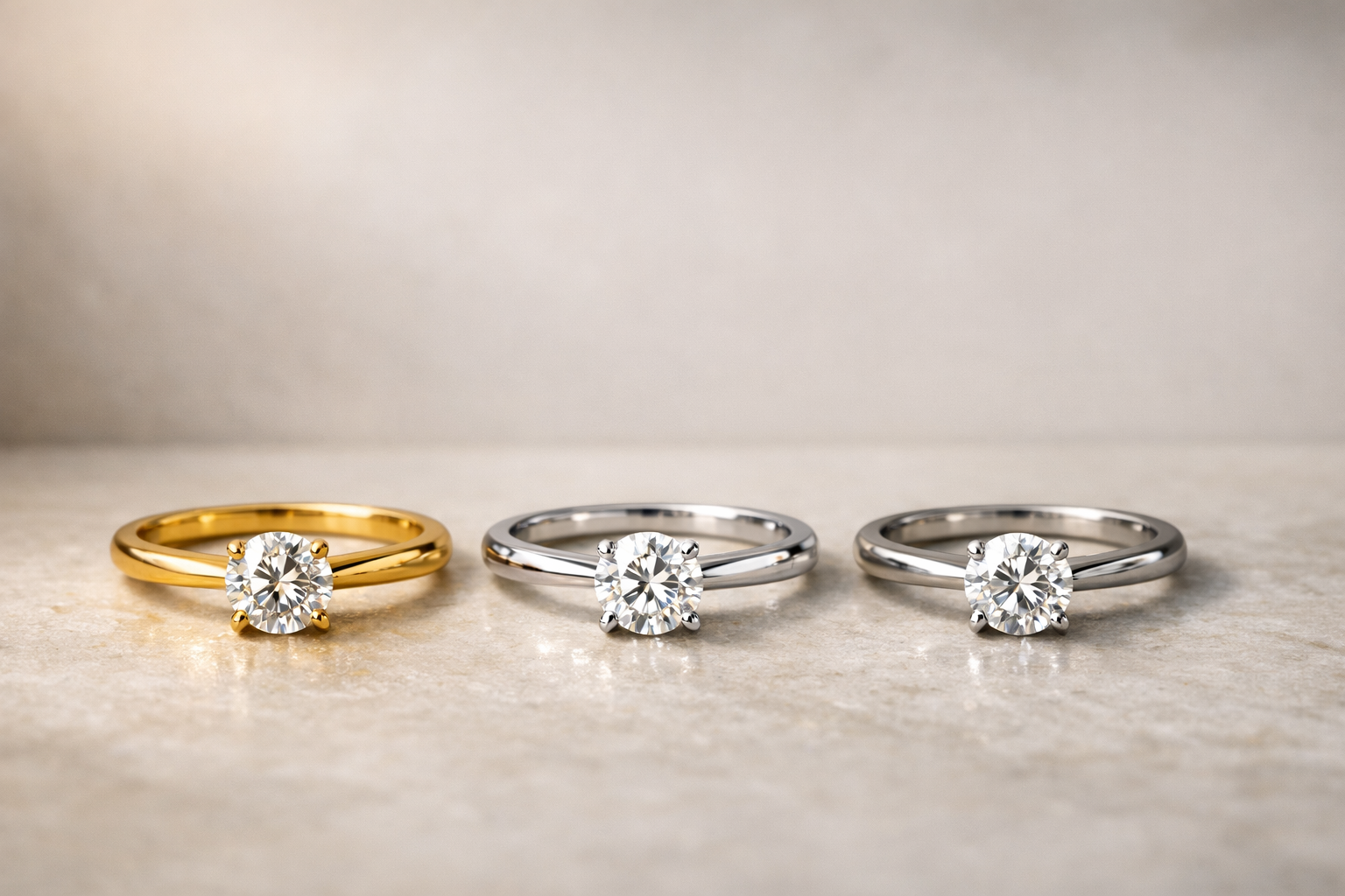 gold vs platinum vs white gold engagement ring metal comparison hero image